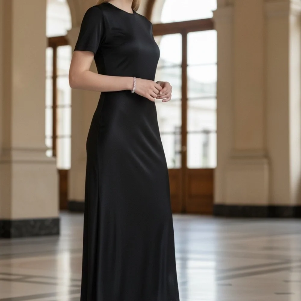 Elegant Black Low Wedge w/ Rhinestones - Picture 3 of 6